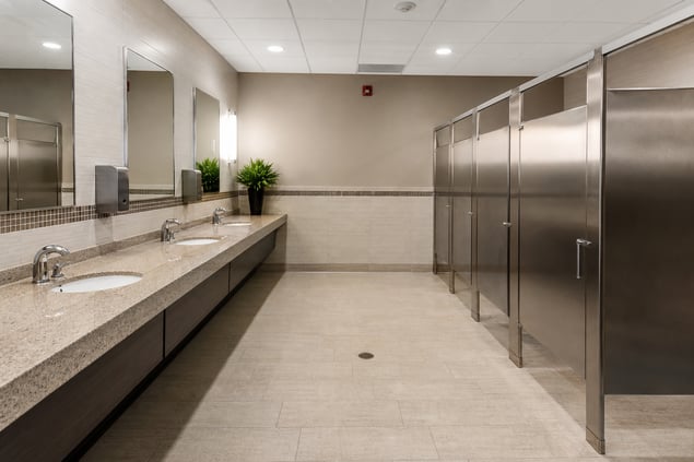 Restored Commercial Restroom in Bright Modern Facility