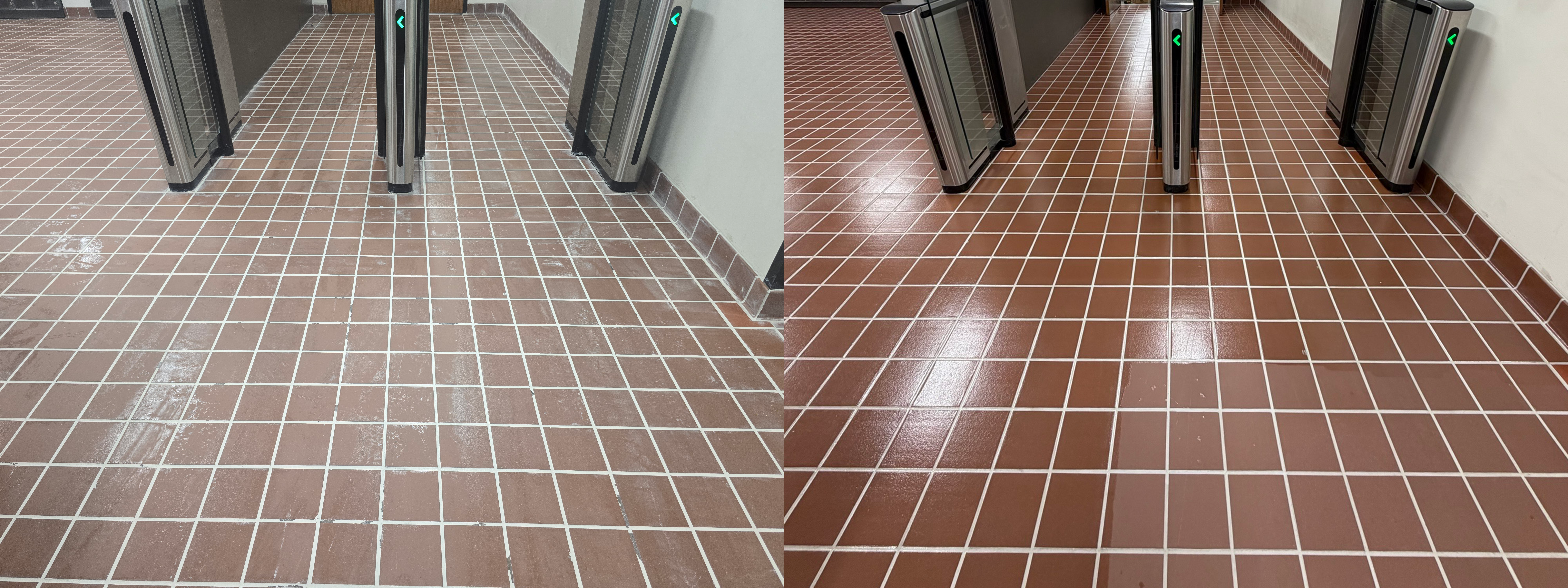 Colton Leach - Mike Garno - Cubix Inc - EnduraGLAZE - Quarry Tile - Distribution Center - BeforeAfter 1