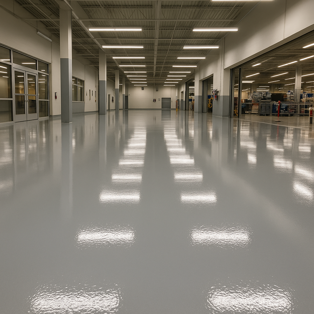 High-traffic commercial facility floor with smooth