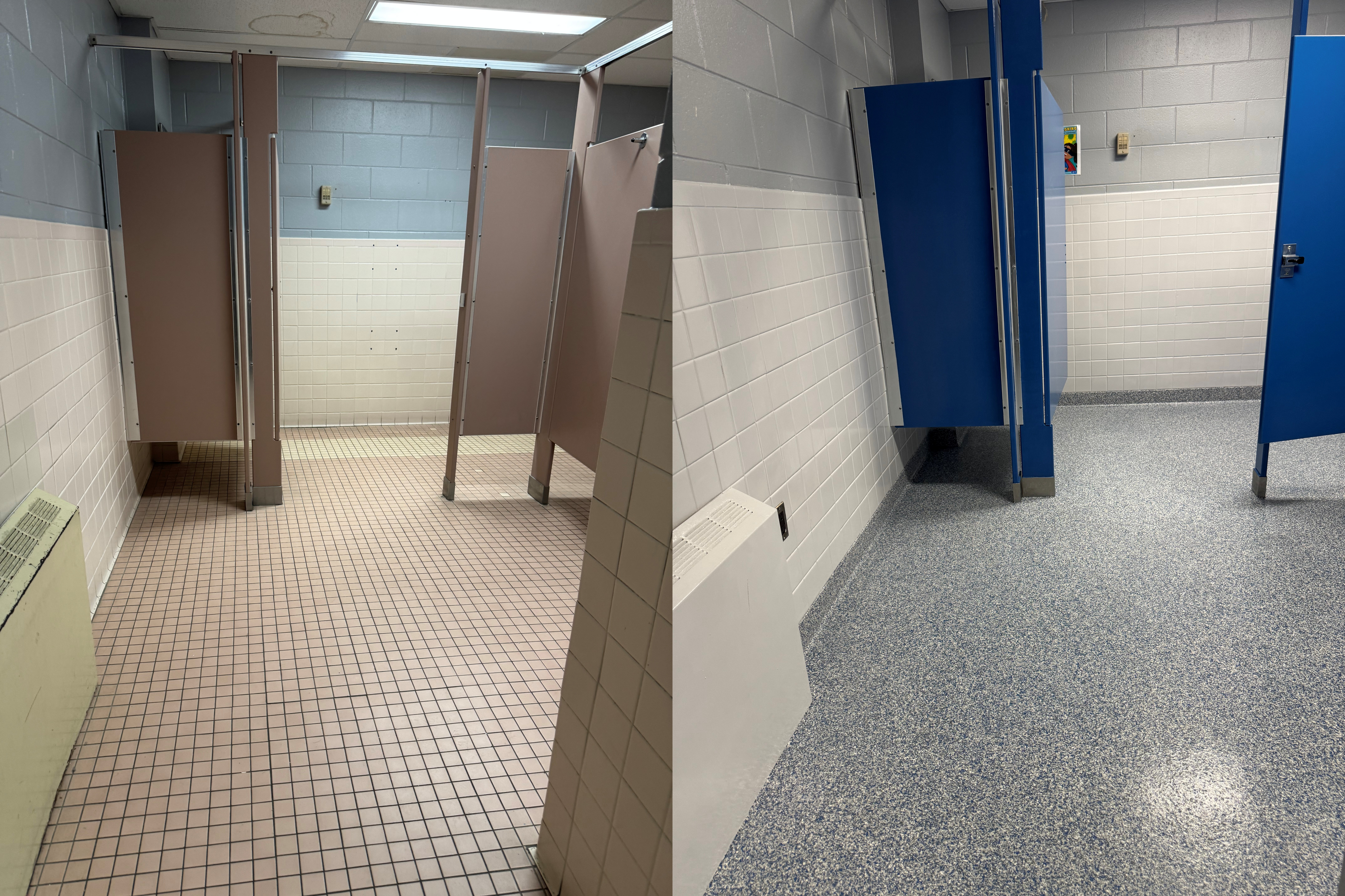 Susan Bechtold - Tri State Tile Restoration - ChromaGLAZE VariGLAZE MAX - Restrooms - BeforeAfter 1